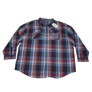 Parish Nation Men's 6XL Shirt New With Tags Button Up Long Sleeve‎ Plaid